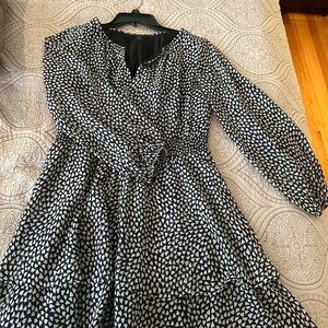 Ann Taylor Monochrome Long Sleeve Dress